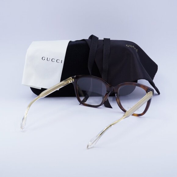 Gucci GG0566ON 002 Square Eyeglasses 52mm - Havana/Crystal - Picture 11 of 11